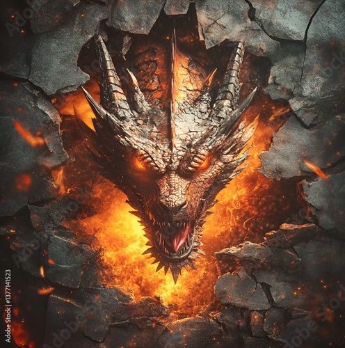 Potrait of a dragon 3d illustration 
