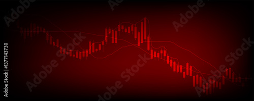 Candle stick graph chart of stock market investment trading, Bullish point, graph down on red, Crypto stock and forex business investment trading analysis. vector design element for cryptocurrency