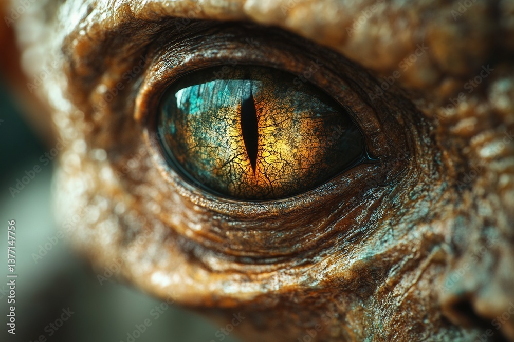 Close-up of a reptilian eye, detailed texture and color Close-up of a reptilian eye, detailed texture and color