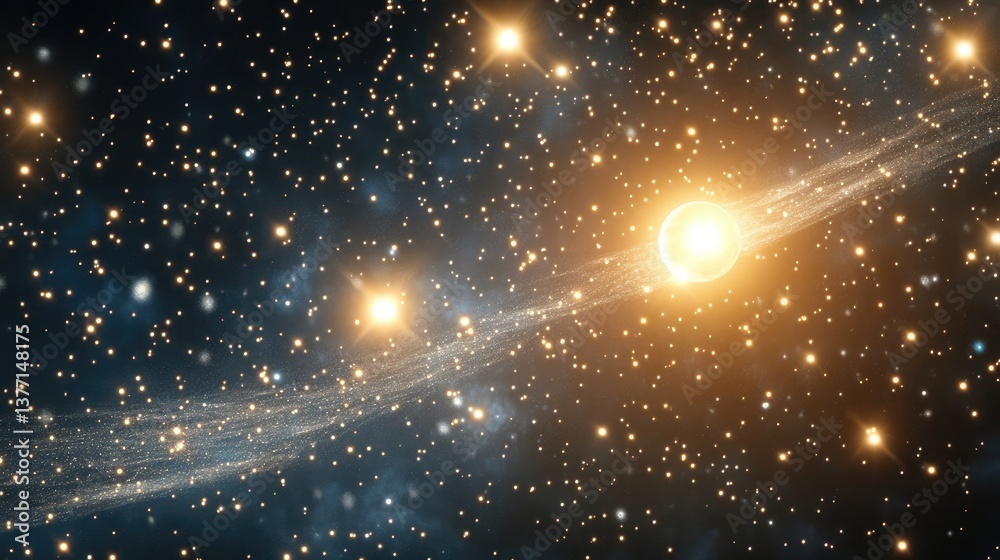 A peaceful image of stars and moon glowing brightly in the sky, surrounded by soft, sparkling light effects A peaceful image of stars and moon glowing brightly in the sky, surrounded by soft, sparkling light effects