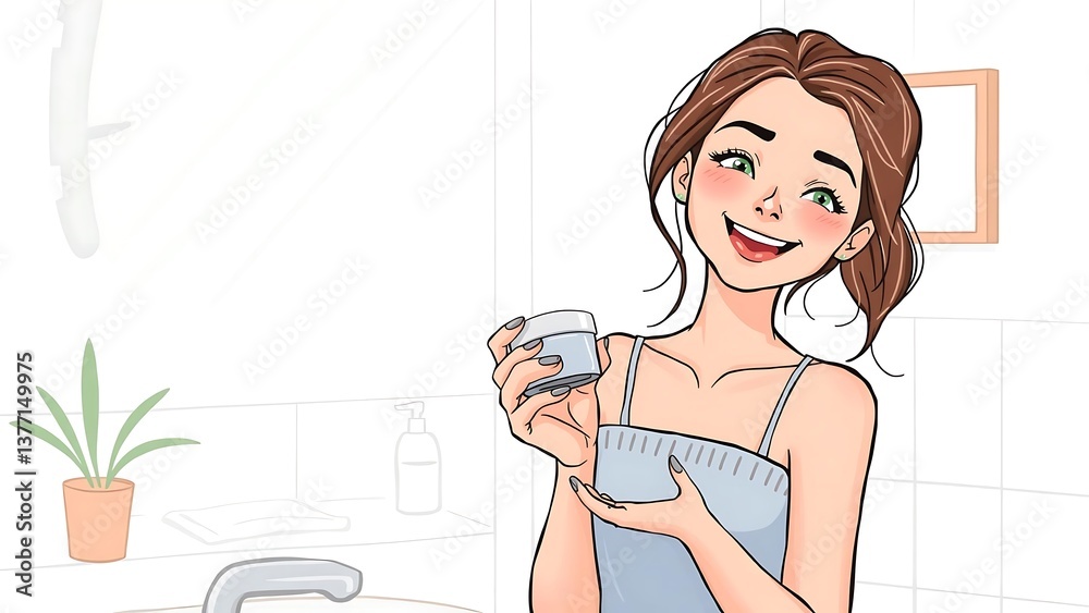 Young Lady with Moisturizing Cream Young Lady with Moisturizing Cream