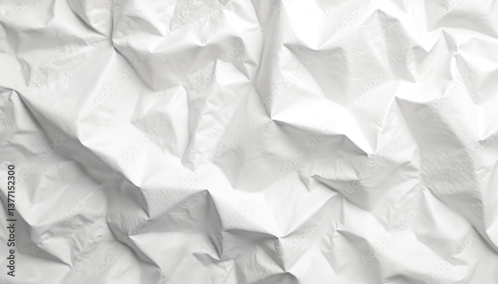 Obraz premium Seamless white paper texture, crumpled creased surface background. Blank page. Wrinkled, rough material for graphic design, product presentation, advertising, business promo. Abstract backdrop for