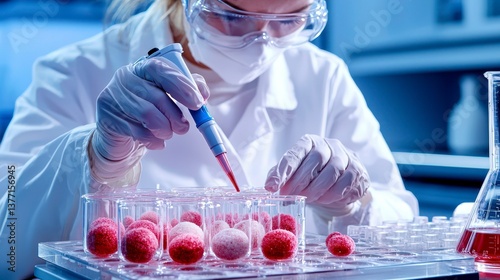 Futuristic lab setting with a scientist testing synthetic flavors innovative approaches to food and beverage development flavor science at the forefront. Creating tomorrow s tastes.