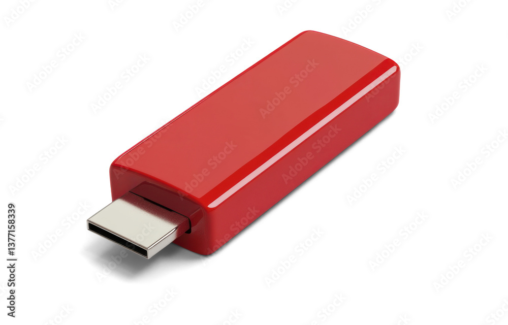 Red USB Flash Drive Isolated