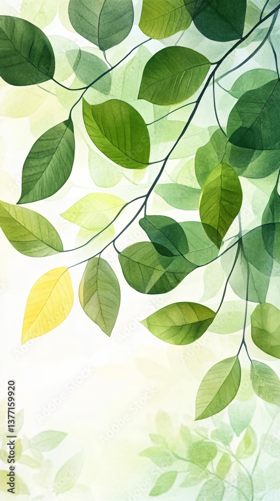 Fototapeta premium Elegant Green Leaves on Soft Background for Nature Inspired Design