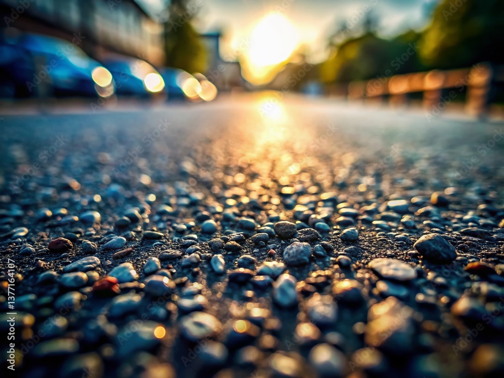 Fototapeta premium Close-Up Asphalt Texture: Detailed Macro Tilt-Shift Photography Background