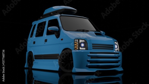 Mini SUV Touring Blue isolated on black background