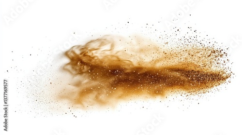 Brown Dust Explosion on White Background