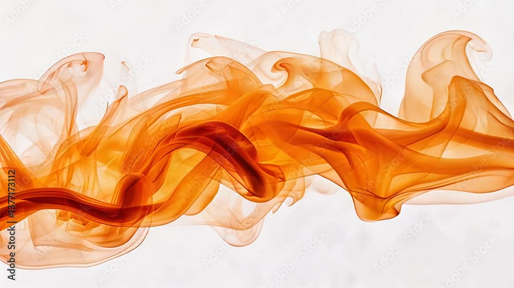  Fumaça laranja clara flutuando lentamente em fundo branco