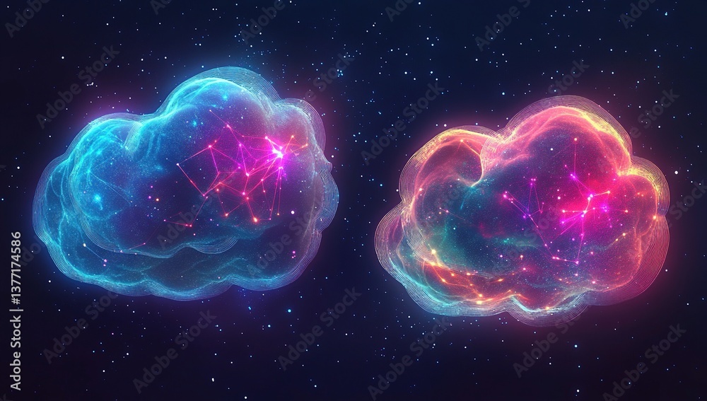Abstract Cosmic Nebula Clouds with Glowing Colors in Space Abstract Cosmic Nebula Clouds with Glowing Colors in Space