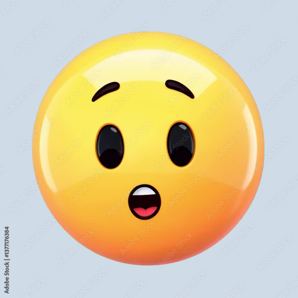 Unhappy and frowning 3d emoticon character animation isolated asset, transparent 4K video, alpha channel, ProRes 4444