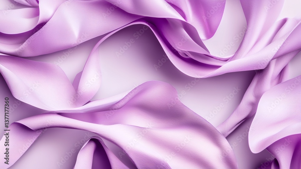 Fototapeta premium Elegant Lilac Silk Fabric Flowing in Gentle Waves and Folds