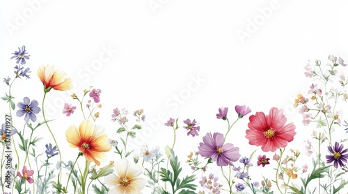 Colorful Watercolor Flower Border Design