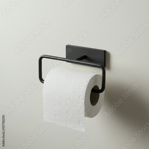 Modern Black Toilet Paper Holder Against a Light Gray Wall
