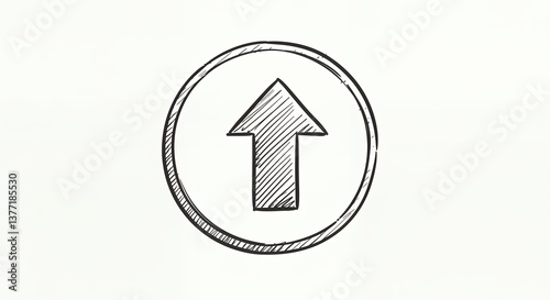 Free Download Hand Drawn Arrow Pointing Up in Circle Sketch Style on White - GFXLoad