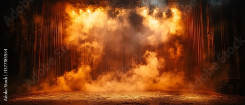 Wallpaper Mural Dramatic theater stage with smoke effects and warm lighting Torontodigital.ca