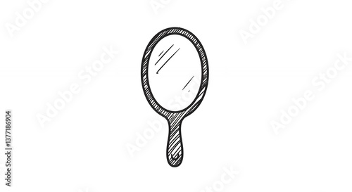 Hand Mirror Sketch Illustration for Beauty or Reflection Concepts