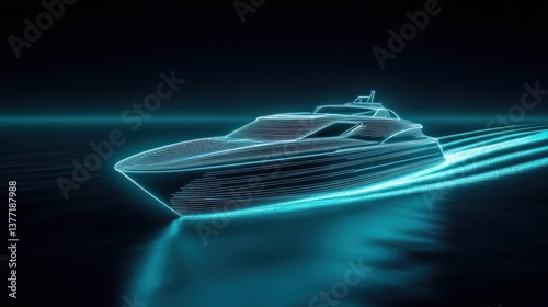 Luxury Yacht Night Sea Speed