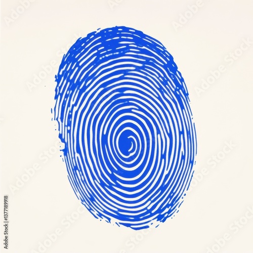 Detailed close-up of a blue thumbprint showcasing unique fingerprint patterns and intricate designs