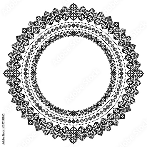 Round Wreath Black circular round ornament floral Abstract pattern Victorian Damask traditional style, illustration Vintage Design, Floral frames, Mandala, Antique, Moroccan