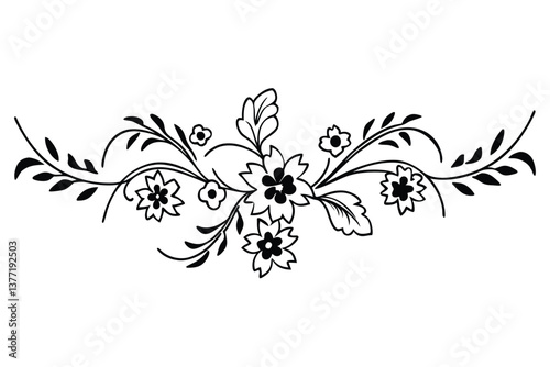 Vintage Floral Engraving Illustration  Classic Botanical Etching Artwork