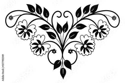 Vintage Floral Engraving Illustration  Classic Botanical Etching Artwork