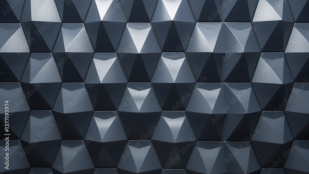Polished Semigloss Tile Wall Background 3D Triangular Black Block Wallpaper Render Polished Semigloss Tile Wall Background 3D Triangular Black Block Wallpaper Render
