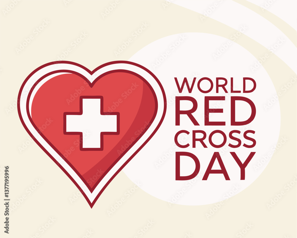 Obraz premium World Red Cross Day: Heart with Cross Symbol for Humanitarian Aid.