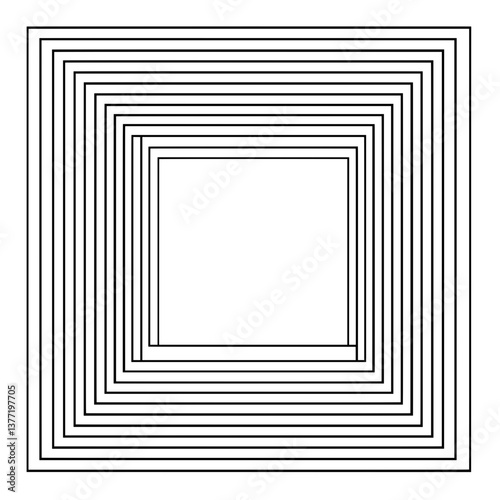 Optical Illusion Square Frame with Concentric Borders Creating a Layered Depth Effect