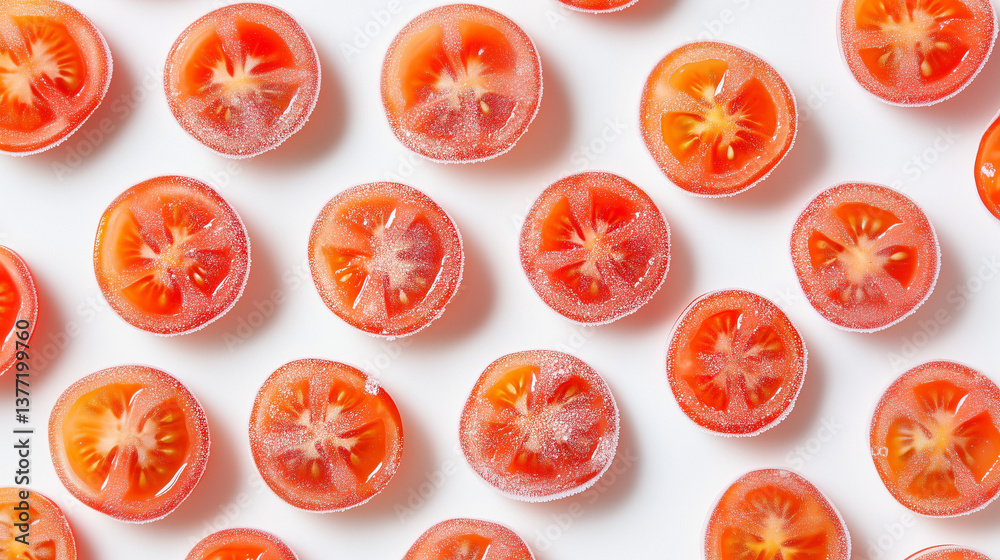 Sliced Tomatoes on White Background  