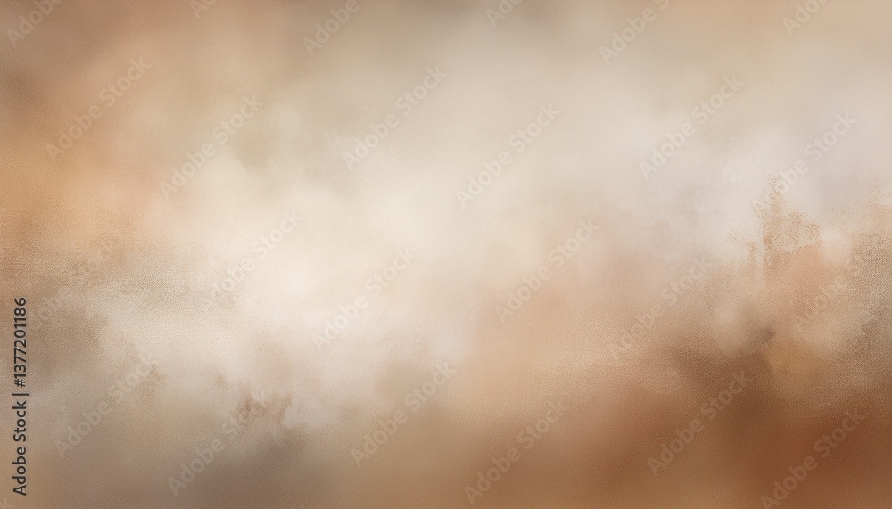 Fototapeta premium Watercolor background in brown and white painting with cloudy distressed texture grunge border, soft fog or hazy lighting and pastel colors. Generated image