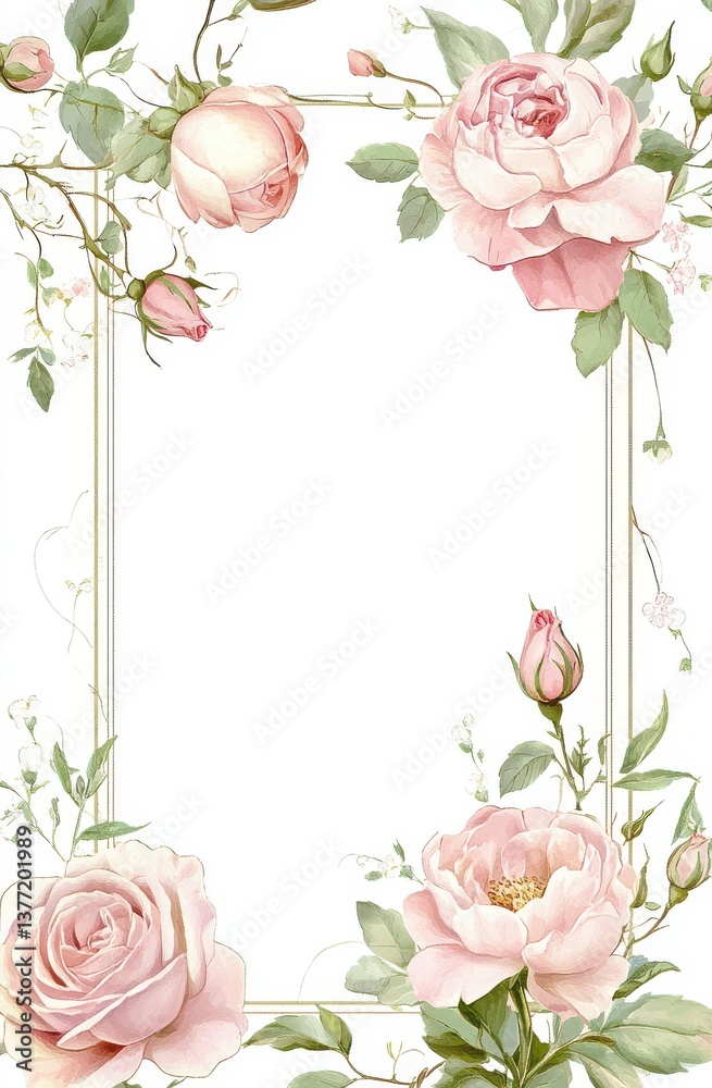 Naklejka premium Text Space with Gentle Roses.