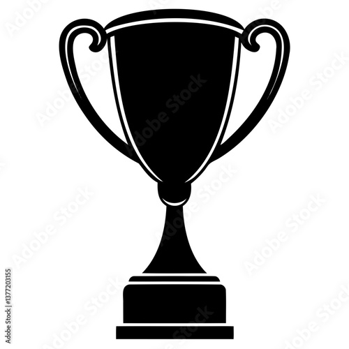 Flat Trophy Silhouette Icon Transparent Background Vector for Awards & Achievements