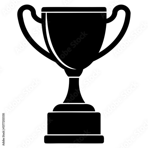 Flat Trophy Silhouette Icon Transparent Background Vector for Awards & Achievements