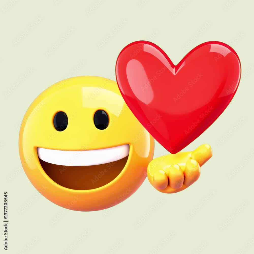 Love 3d emoticon character animation isolated asset, transparent 4K video, alpha channel, ProRes 4444