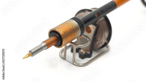 A High-Quality Soldering Iron with a Coiled Stand and a Spool of Solder Wire