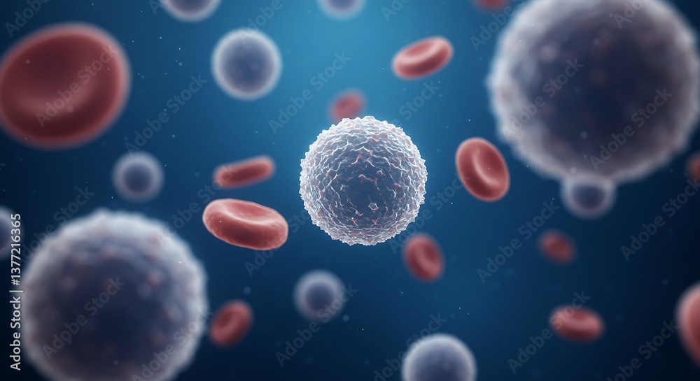 Naklejka premium Microscopic View of Blood Cells: A Detailed Look into the Human Body's Circulatory System