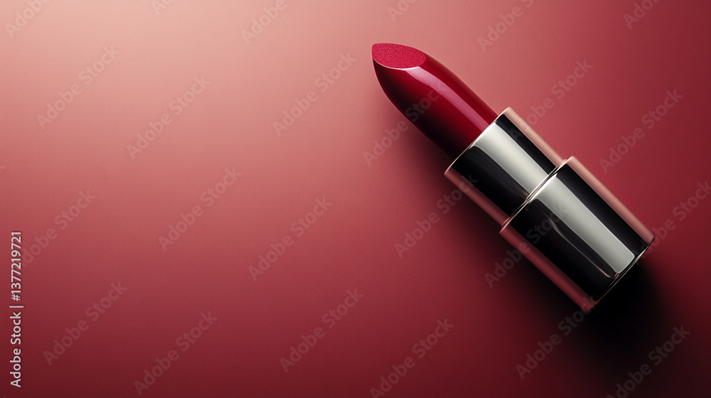 Fototapeta premium Red lipstick symbolizes confidence, boldness, and empowerment. Its vibrant color represents passion, strength, and modern femininity, making it a timeless beauty staple.