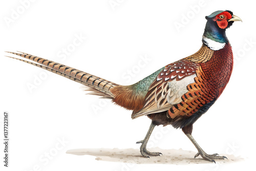 Beautiful Ring-Necked Pheasant Illustration – Wildlife Bird Art