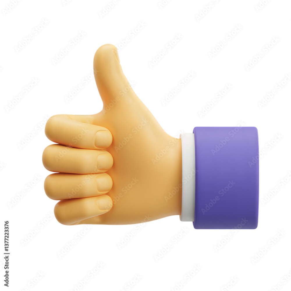 Thumbs Up Gesture: A realistic depiction of a hand giving a thumbs-up, rendered in a vibrant, studio-lit style Thumbs Up Gesture: A realistic depiction of a hand giving a thumbs-up, rendered in a vibrant, studio-lit style