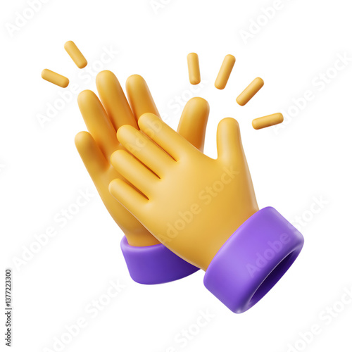 Celebratory Hands: A digital render showing hands clapping together, an expressive gesture often associated with approval. 
