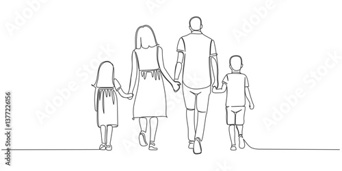 group of family line art style vector illustration, happy family illustration