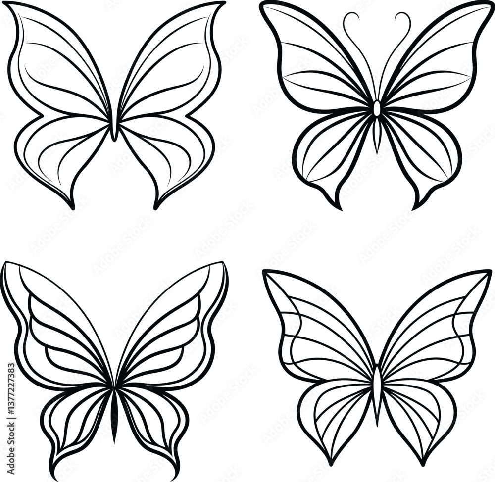 Fototapeta premium Elegant Flowing Curve Line Art Collection.