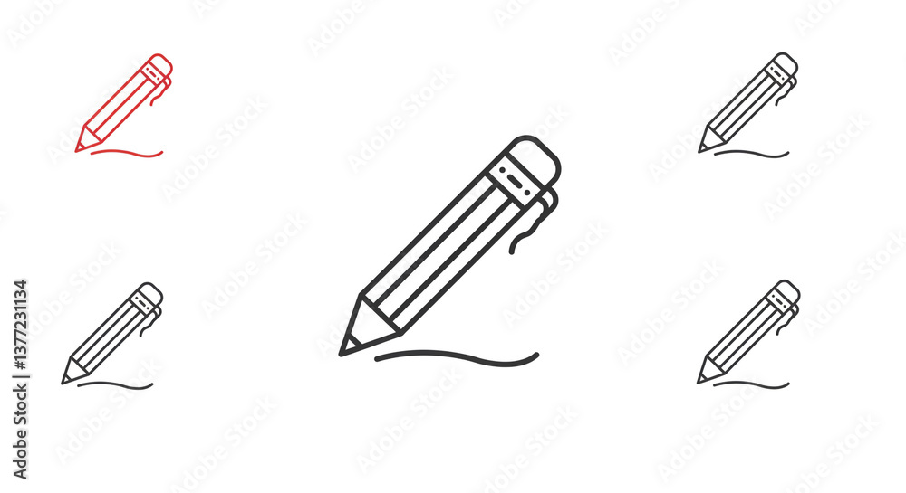 A simple pencil sketching a line, representing creativity, writing, and design, with various color options for versatile use. A simple pencil sketching a line, representing creativity, writing, and design, with various color options for versatile use.