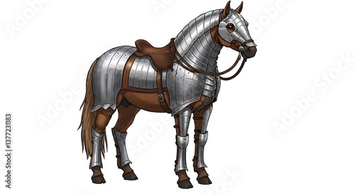 Armored Medieval Destrier with Combat Saddle