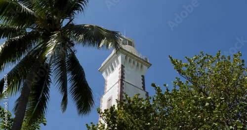 Point Venus lighthouse located in the commune of Mahina in Papeete, Tahiti, French Polynesia. photo