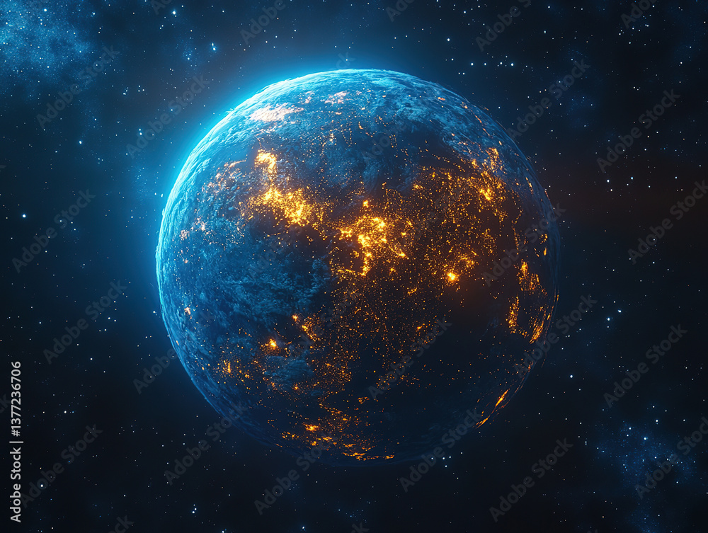 Obraz premium Earth Global Network Concept with Advanced Technology Connection