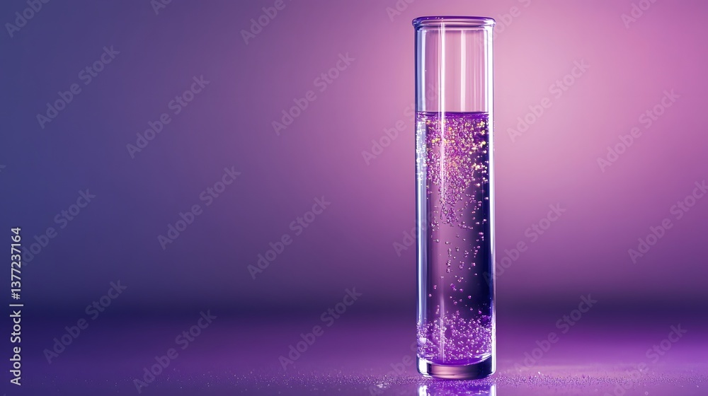 Purple liquid in test tube, lab setting Purple liquid in test tube, lab setting