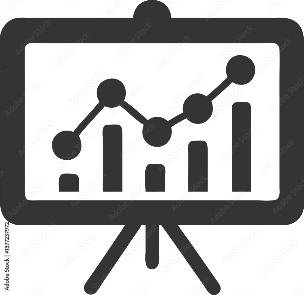 Presentation Board Showing Line Graph with Transparent Background Presentation Board Showing Line Graph with Transparent Background