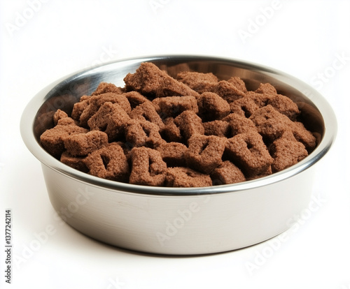 catfood in metal bowl isolatetd